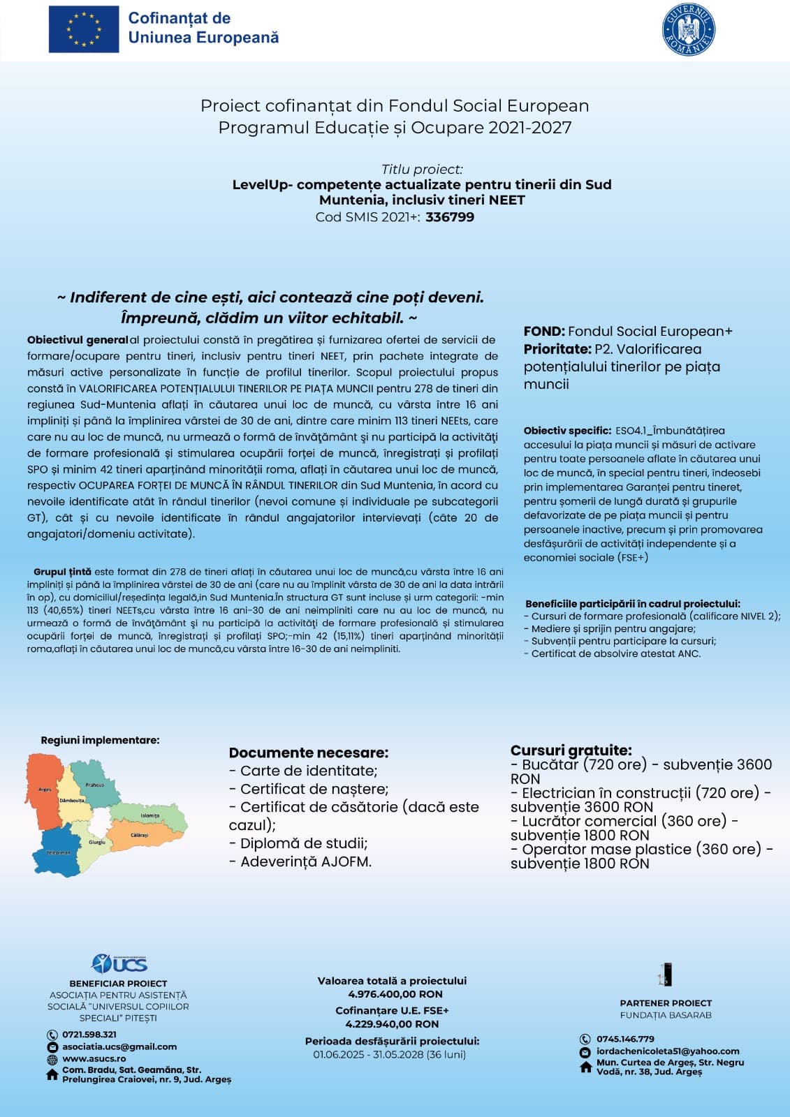 LevelUp - competențe actualizate pentru tinerii din Sud Muntenia, inclusiv tineri NEET